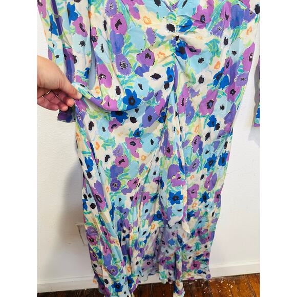 NWT RIXO Lilac link Floral 100% Silk Open Back Dani Maxi Dress Size US 10 - Picture 16 of 16